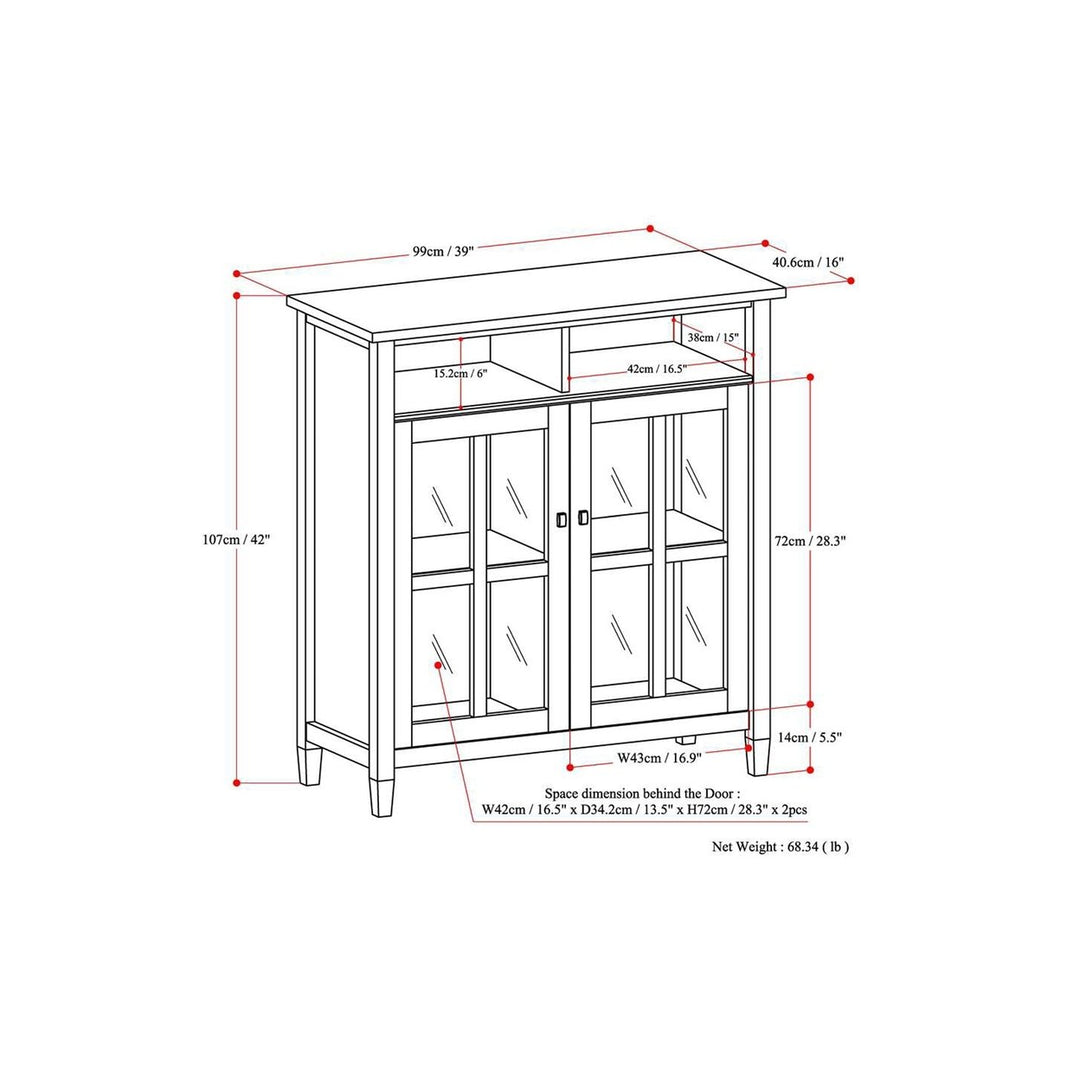 Warm Shaker Medium Storage Cabinet TV Stand Adjustable Shelves Solid Wood Image 11