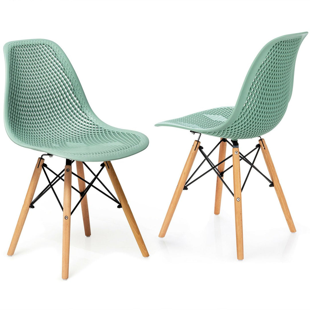 2PCS Modern DSW Dining Chair Office Home w/ Mesh Design Wooden Legs Image 1