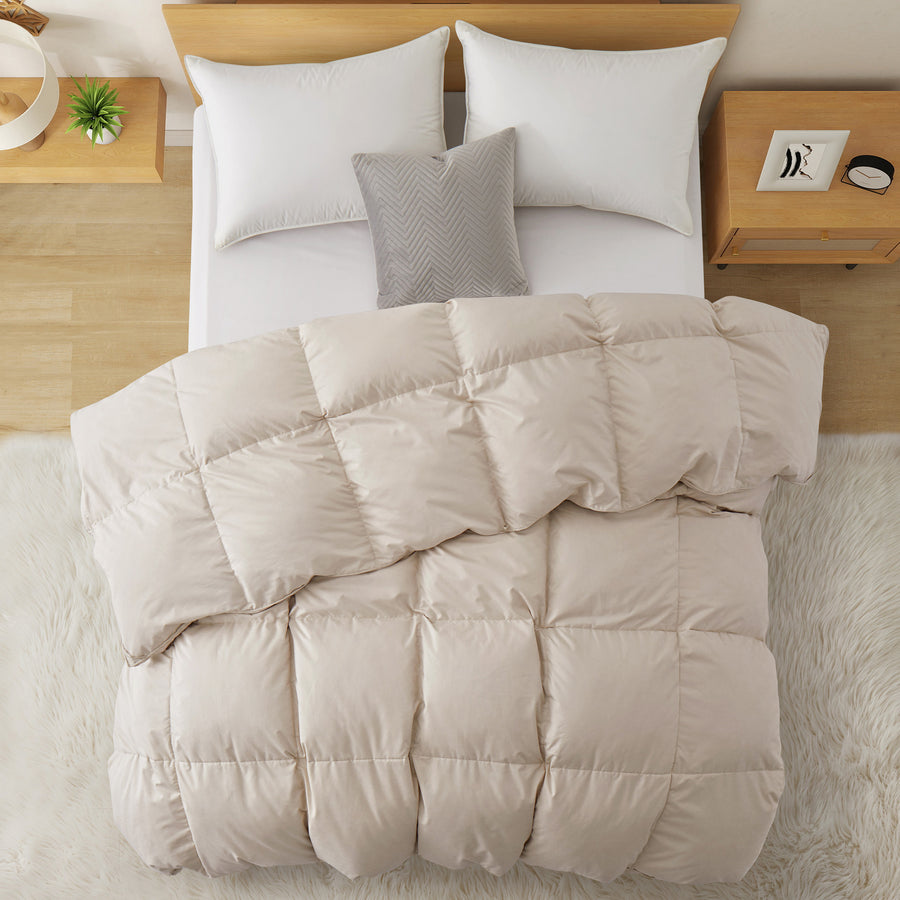 Goose Feather Down Fiber Comforter - Ultra Warmth Winter Duvet Insert - Hotel Luxury Bedding Comforter Heavy Weight Image 1