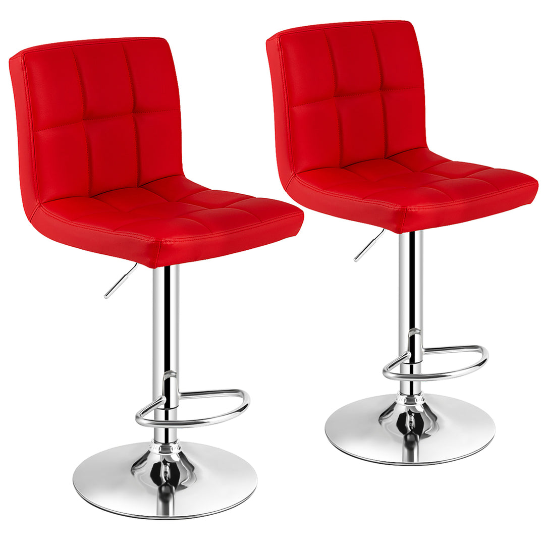 Costway Set of 2 Adjustable Bar Stools PU Leather Swivel Kitchen Counter Pub Chair Image 3