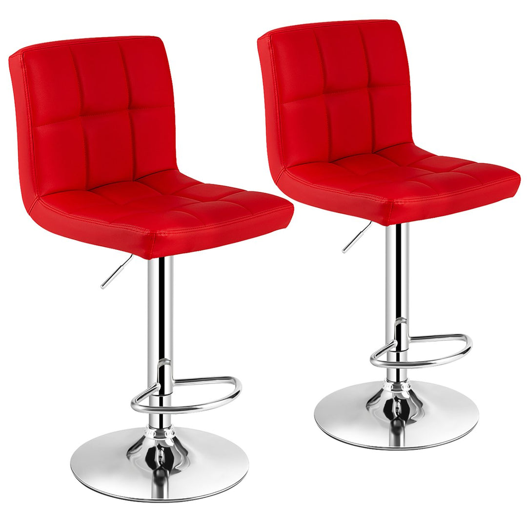 Costway Set of 2 Adjustable Bar Stools PU Leather Swivel Kitchen Counter Pub Chair Image 1