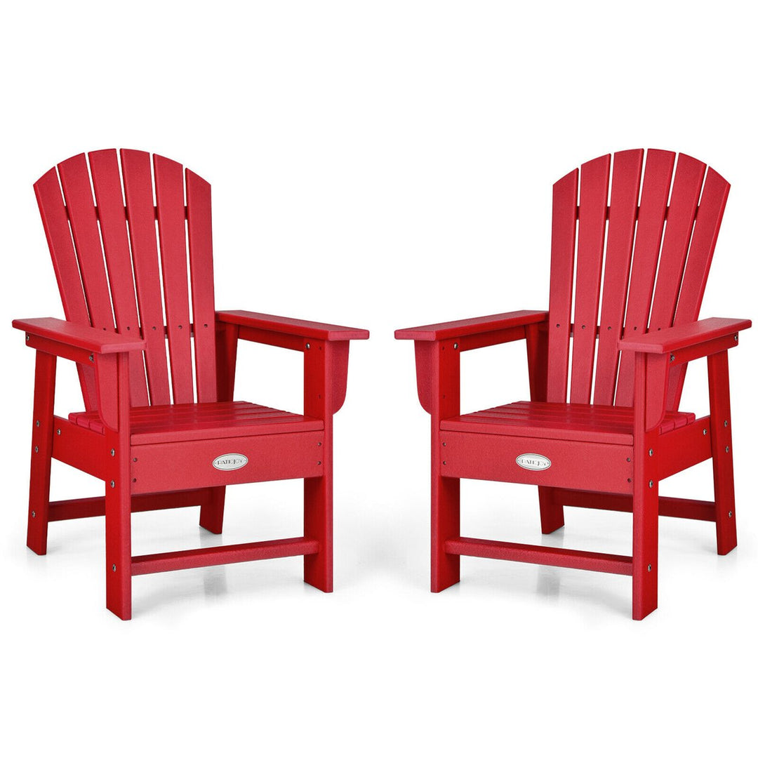 Set of 2 Kids Patio Adirondack Chair Armchair Weather Resistance Outdoor Chair Image 1