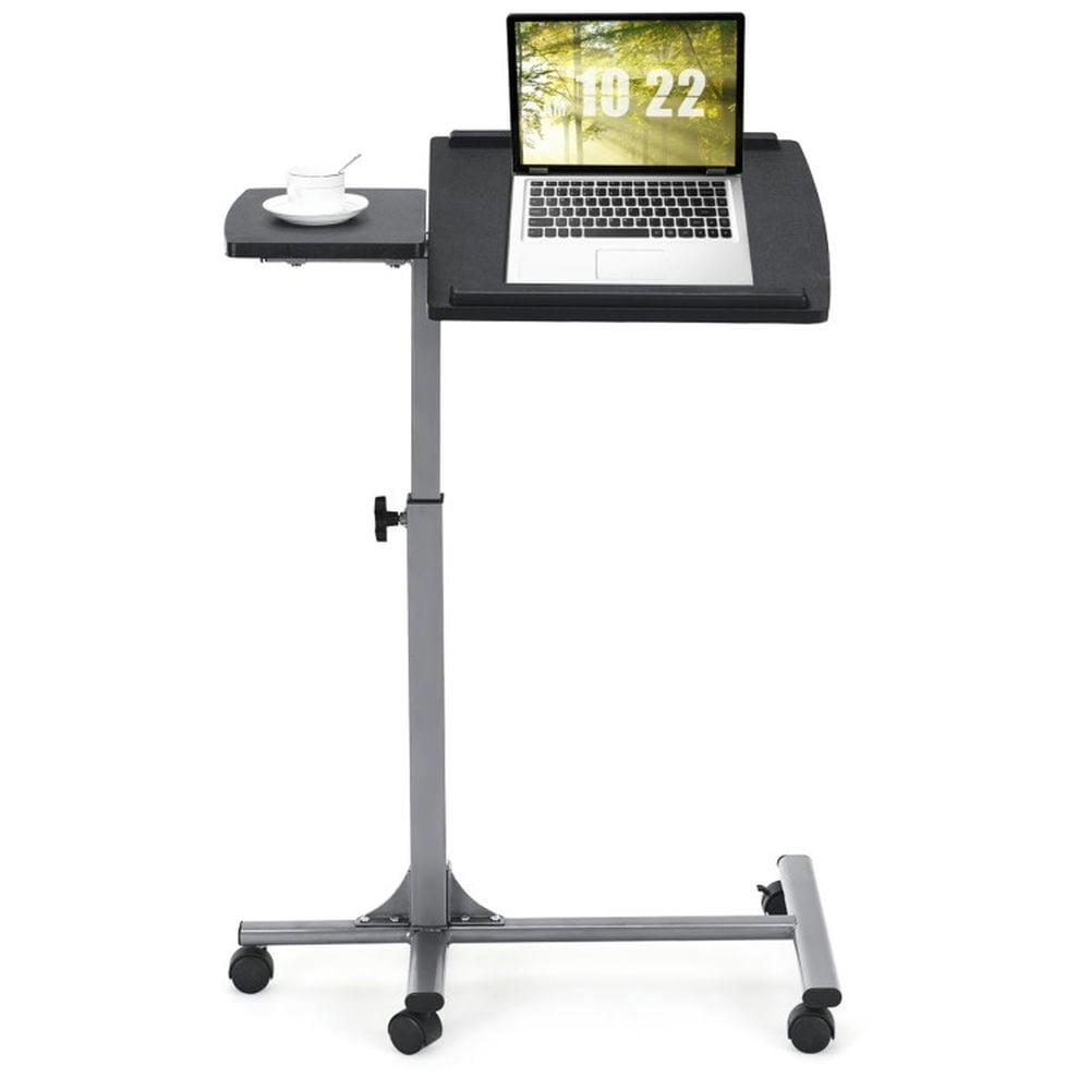 Hommoo Overbed Table,Tray Table,Standing Desk,Adjustable Angle Height Rolling Laptop Table-Black Image 4