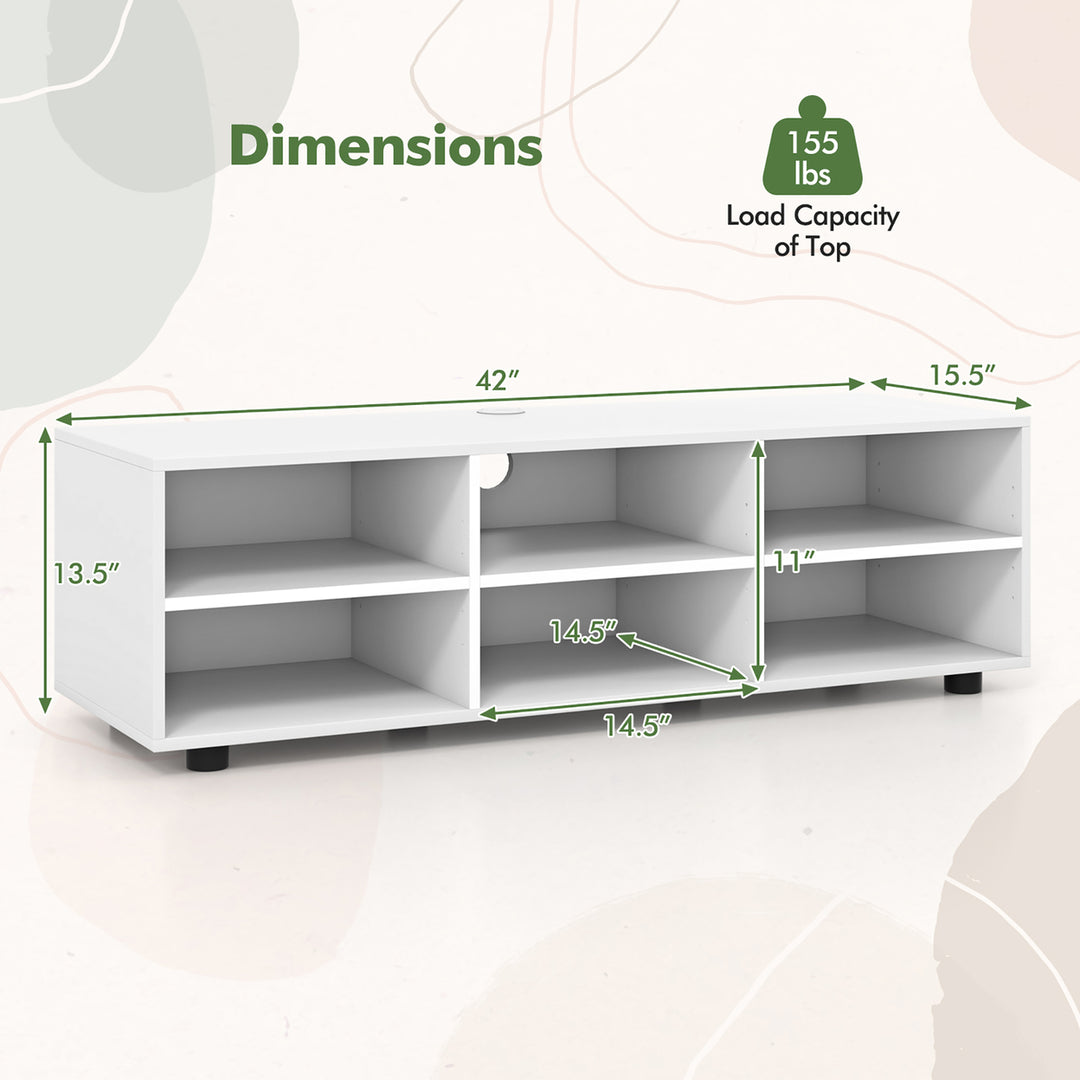 TV Cabinet for 50-Inch TV 42 TV Stand w/ 3 Adjustable Shelves Grommet and Cable Hole Image 3