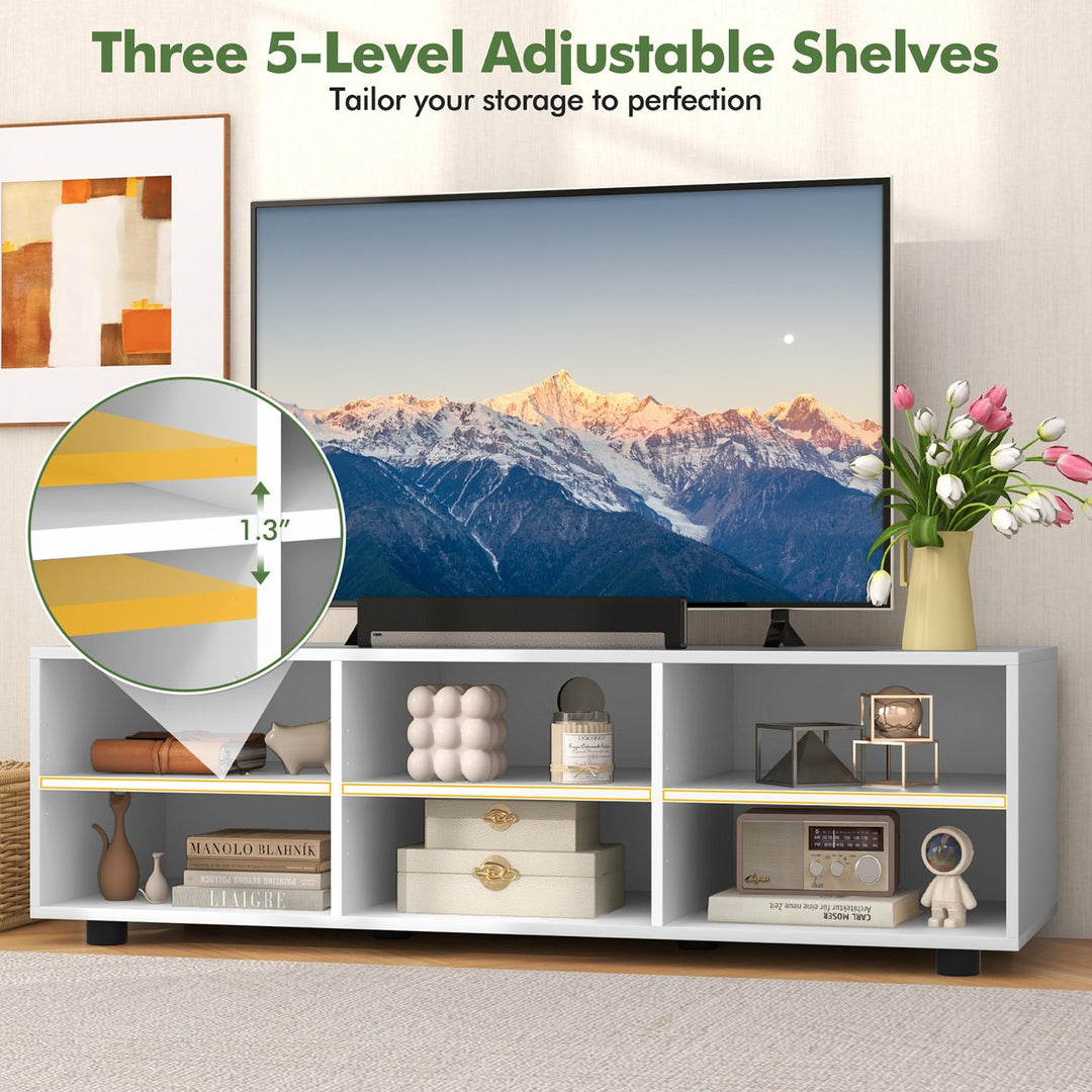 TV Cabinet for 50-Inch TV 42 TV Stand w/ 3 Adjustable Shelves Grommet and Cable Hole Image 8