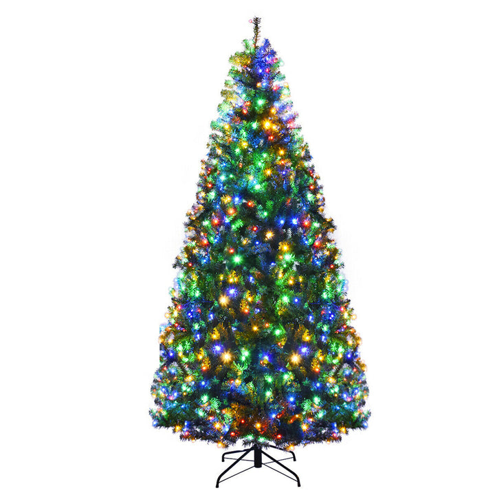 5-9FT Pre-Lit Christmas Tree Hinged Artificial Tree w/ Metal Stand LED Lights Image 7