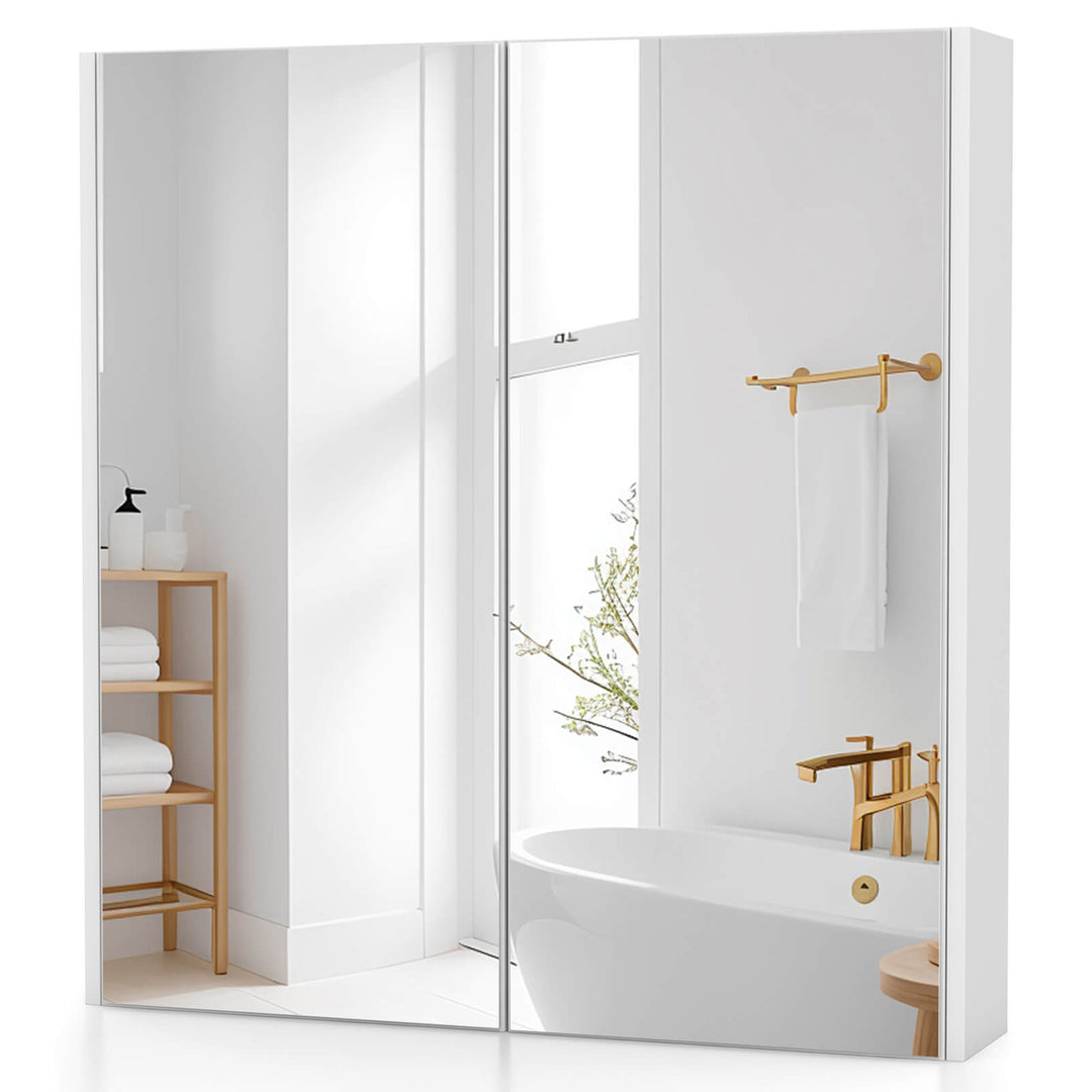 Bathroom Cabinet Medicine Cabinet Wall Mount Double Door with Shelf and Mirror Image 10