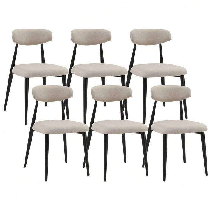 (Set Of 6) Dining Chairs, Upholstered Chairs With Metal Legs For Kitchen Dining Room Image 2