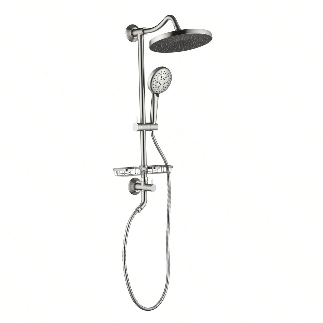 10" Rain Showerhead, 4-Function Hand Shower, Adjustable Slide Bar And Soap Dish Image 2