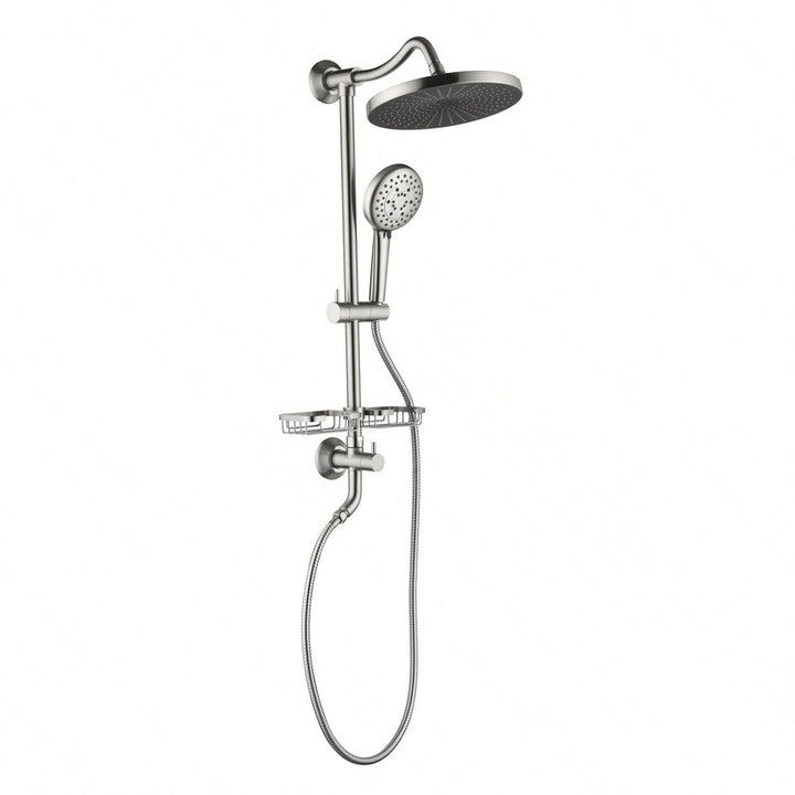 10" Rain Showerhead, 4-Function Hand Shower, Adjustable Slide Bar And Soap Dish Image 1