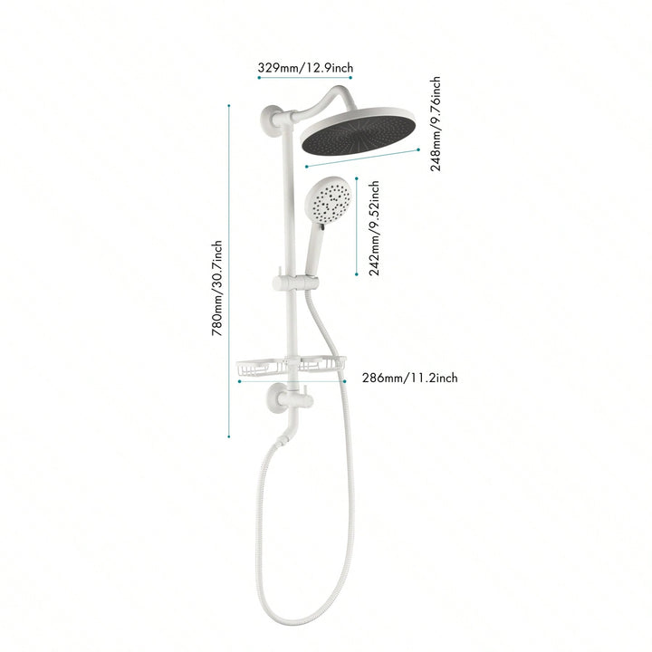 10" Rain Showerhead, 4-Function Hand Shower, Adjustable Slide Bar And Soap Dish Image 5