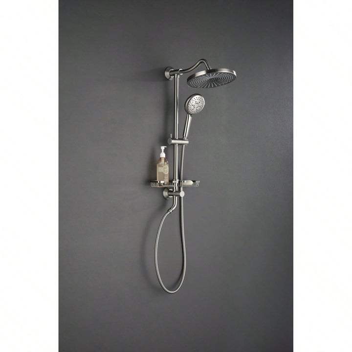 10" Rain Showerhead, 4-Function Hand Shower, Adjustable Slide Bar And Soap Dish Image 10