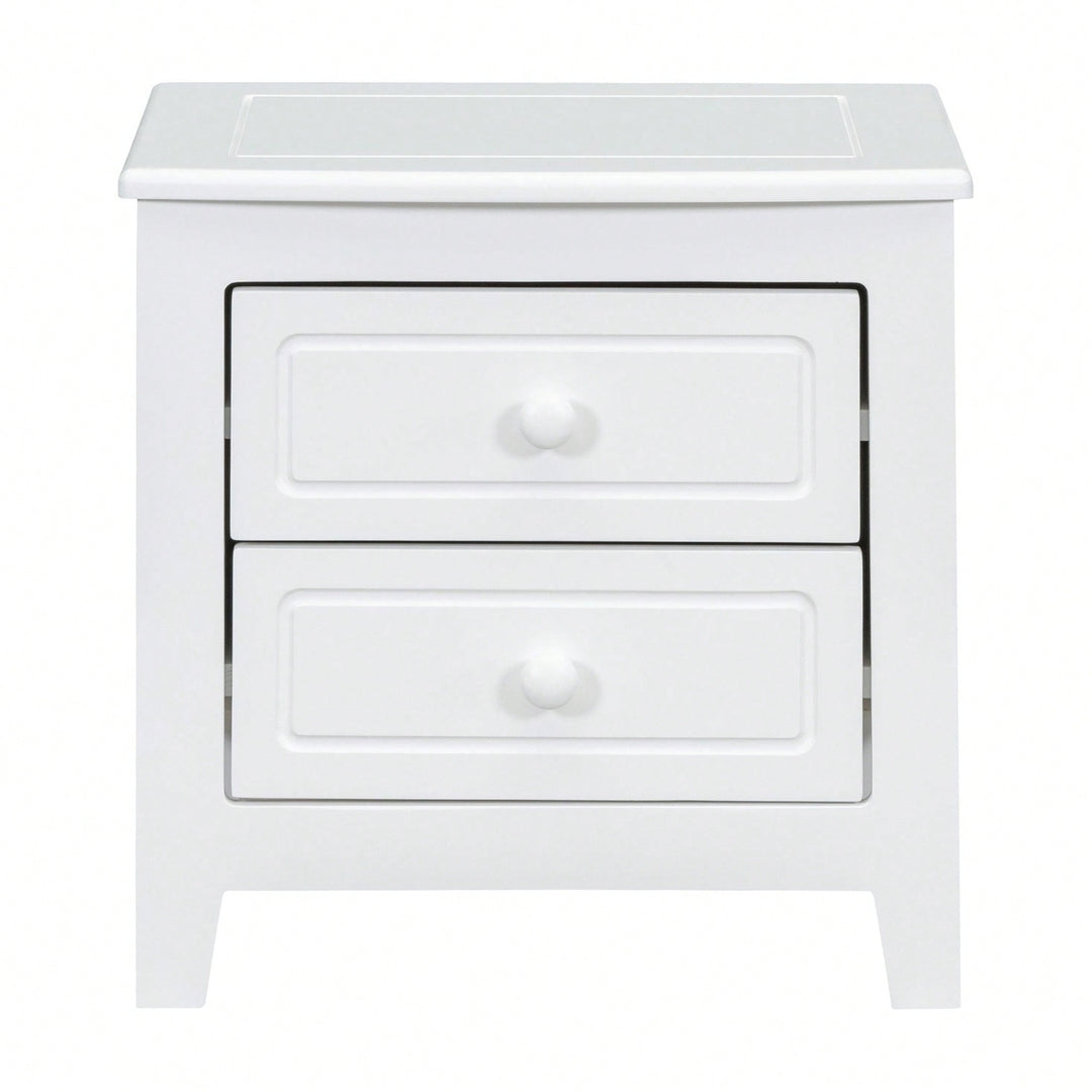 2-Drawer Nightstand For Bedroom, Mid Century Retro Bedside Table With Classic Design Image 6