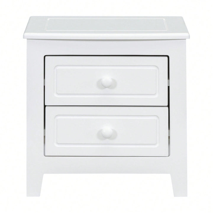 2-Drawer Nightstand For Bedroom, Mid Century Retro Bedside Table With Classic Design Image 6