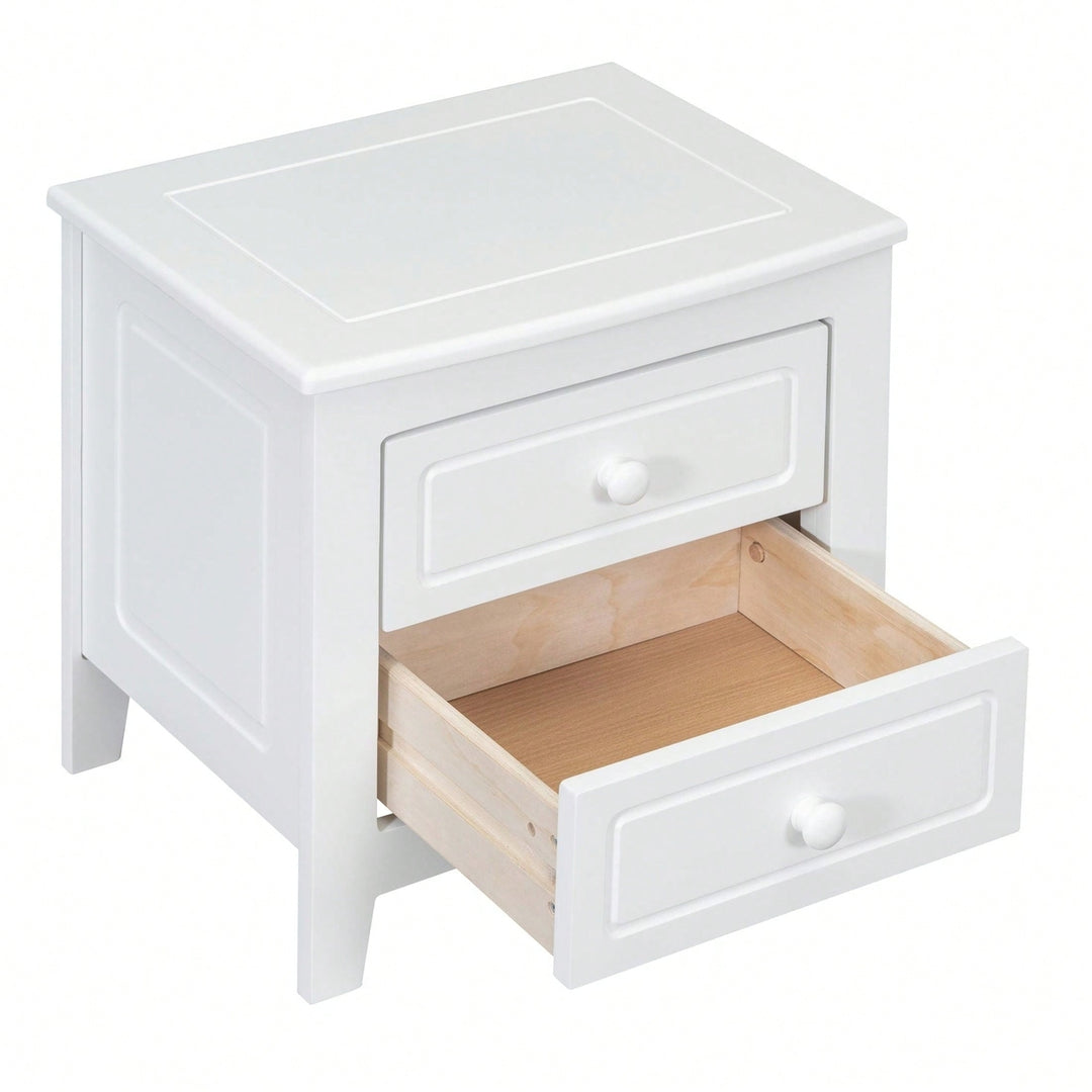 2-Drawer Nightstand For Bedroom, Mid Century Retro Bedside Table With Classic Design Image 7