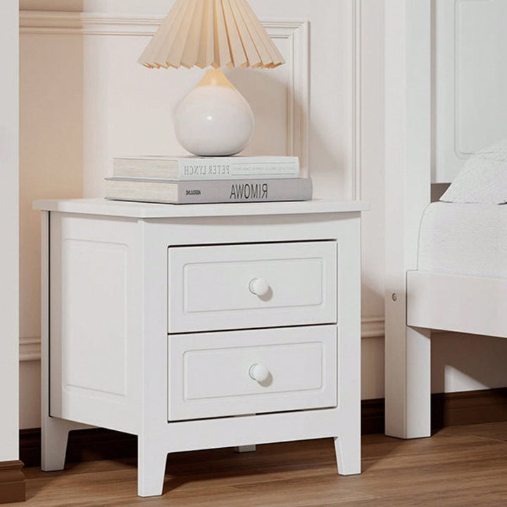 2-Drawer Nightstand For Bedroom, Mid Century Retro Bedside Table With Classic Design Image 11