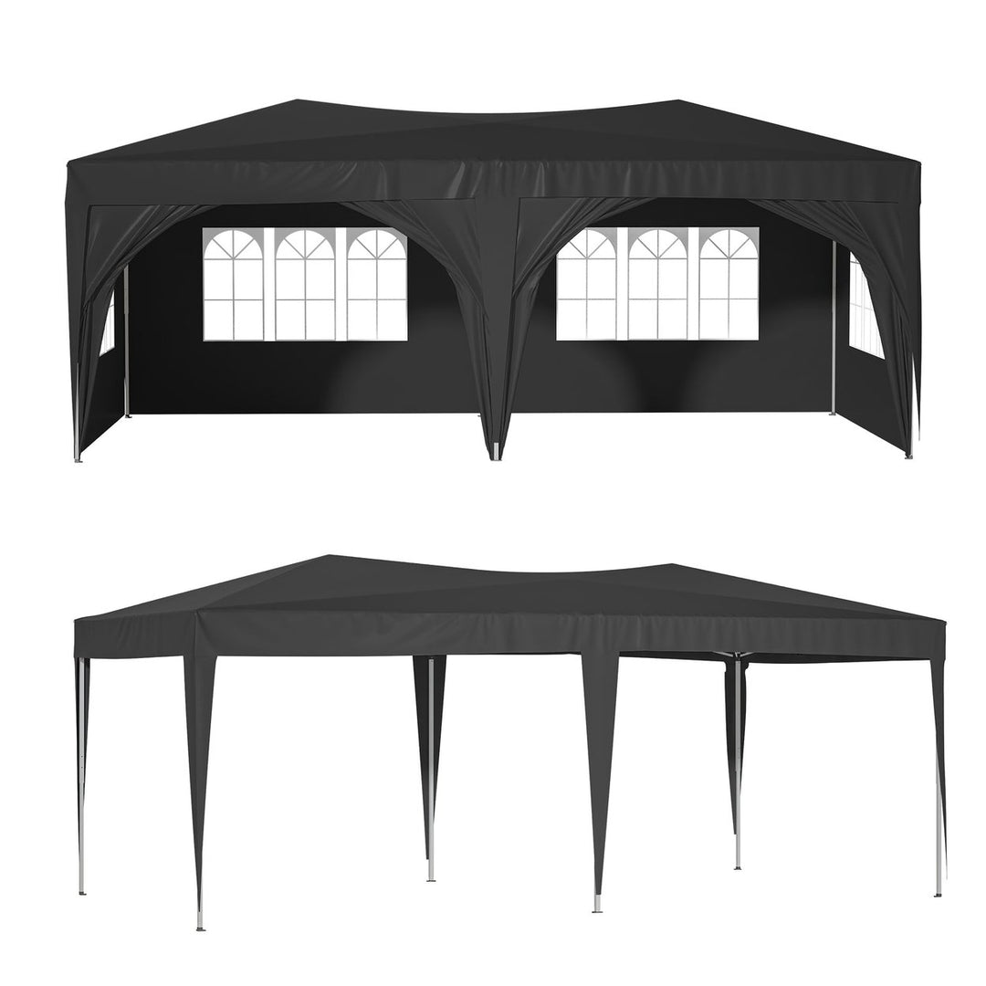 10x20 Pop Up Canopy Tent with 6 Sidewalls Waterproof Commercial Outdoor Shelter Adjustable Height with Carry Bag Sand Image 1