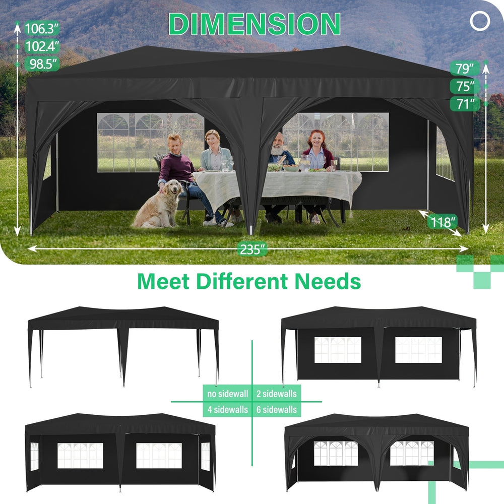 10x20 Pop Up Canopy Tent with 6 Sidewalls Waterproof Commercial Outdoor Shelter Adjustable Height with Carry Bag Sand Image 2