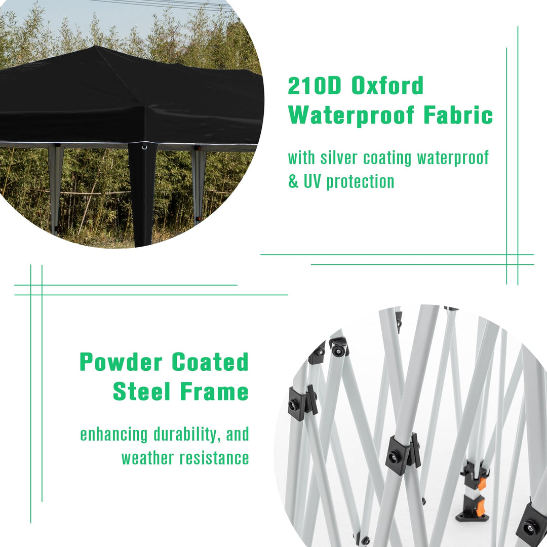 10x20 Pop Up Canopy Tent with 6 Sidewalls Waterproof Commercial Outdoor Shelter Adjustable Height with Carry Bag Sand Image 5