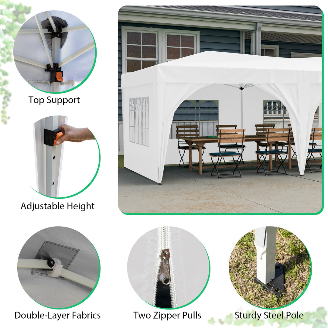 10x20 Waterproof Pop Up Canopy Tent with 6 Sidewalls Adjustable Height Carry Bag Sand Bags Ropes and Stakes for Outdoor Image 5