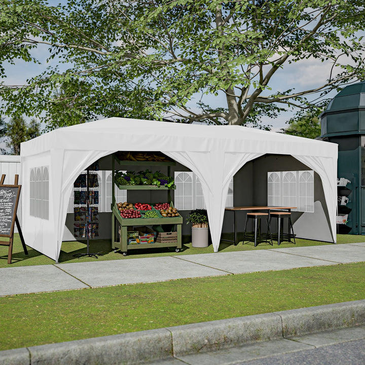 10x20 Waterproof Pop Up Canopy Tent with 6 Sidewalls Adjustable Height Carry Bag Sand Bags Ropes and Stakes for Outdoor Image 7