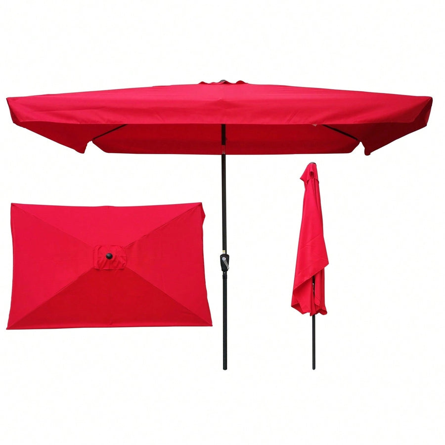 10x6.5ft Rectangular Patio Umbrella Outdoor Market Umbrellas With Crank And Push Button Tilt For Garden Swimming Pool Image 1