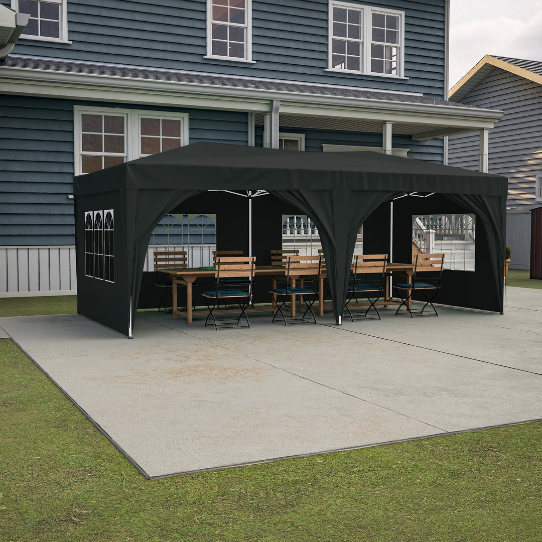 10x20 Pop Up Canopy Tent with 6 Sidewalls Waterproof Commercial Outdoor Shelter Adjustable Height with Carry Bag Sand Image 9