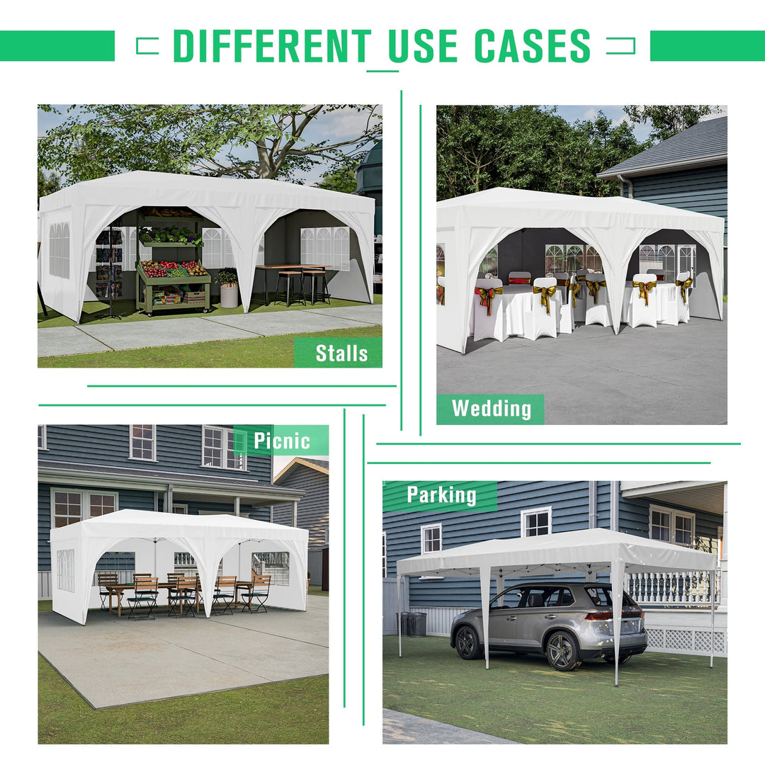 10x20 Waterproof Pop Up Canopy Tent with 6 Sidewalls Adjustable Height Carry Bag Sand Bags Ropes and Stakes for Outdoor Image 9