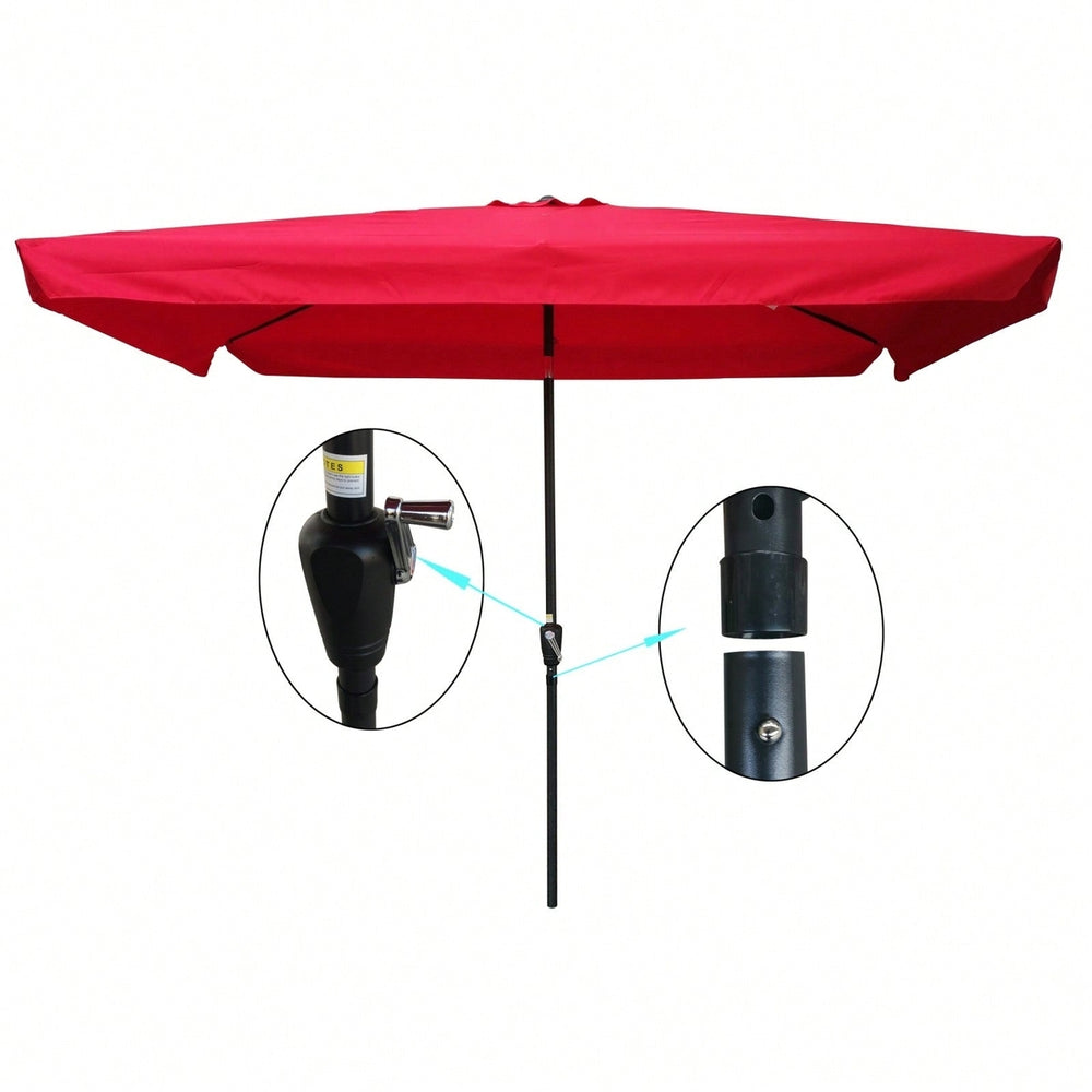 10x6.5ft Rectangular Patio Umbrella Outdoor Market Umbrellas With Crank And Push Button Tilt For Garden Swimming Pool Image 2