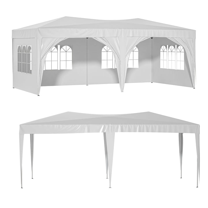 10x20 Waterproof Pop Up Canopy Tent with 6 Sidewalls Adjustable Height Carry Bag Sand Bags Ropes and Stakes for Outdoor Image 11