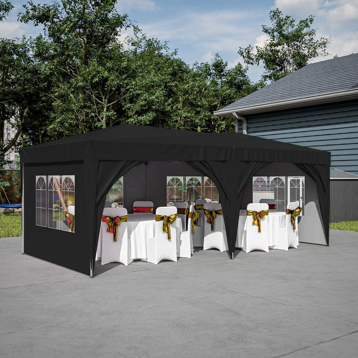 10x20 Pop Up Canopy Tent with 6 Sidewalls Waterproof Commercial Outdoor Shelter Adjustable Height with Carry Bag Sand Image 12