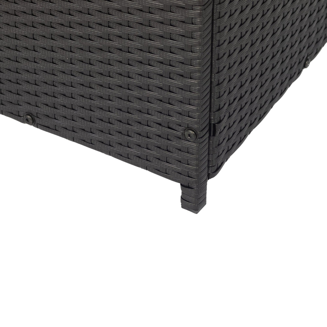 113 Gallon Outdoor Storage Box - Wicker Patio Deck Container with Lid for Cushions, Toys, Towels - Stylish Black Storage Image 10