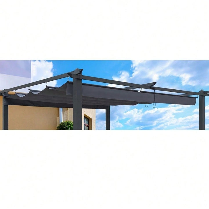 13 X 10 Ft Outdoor Patio Retractable Pergola Sun-Shelter Canopy Replacement Canopy Top Cover Fabric Image 3