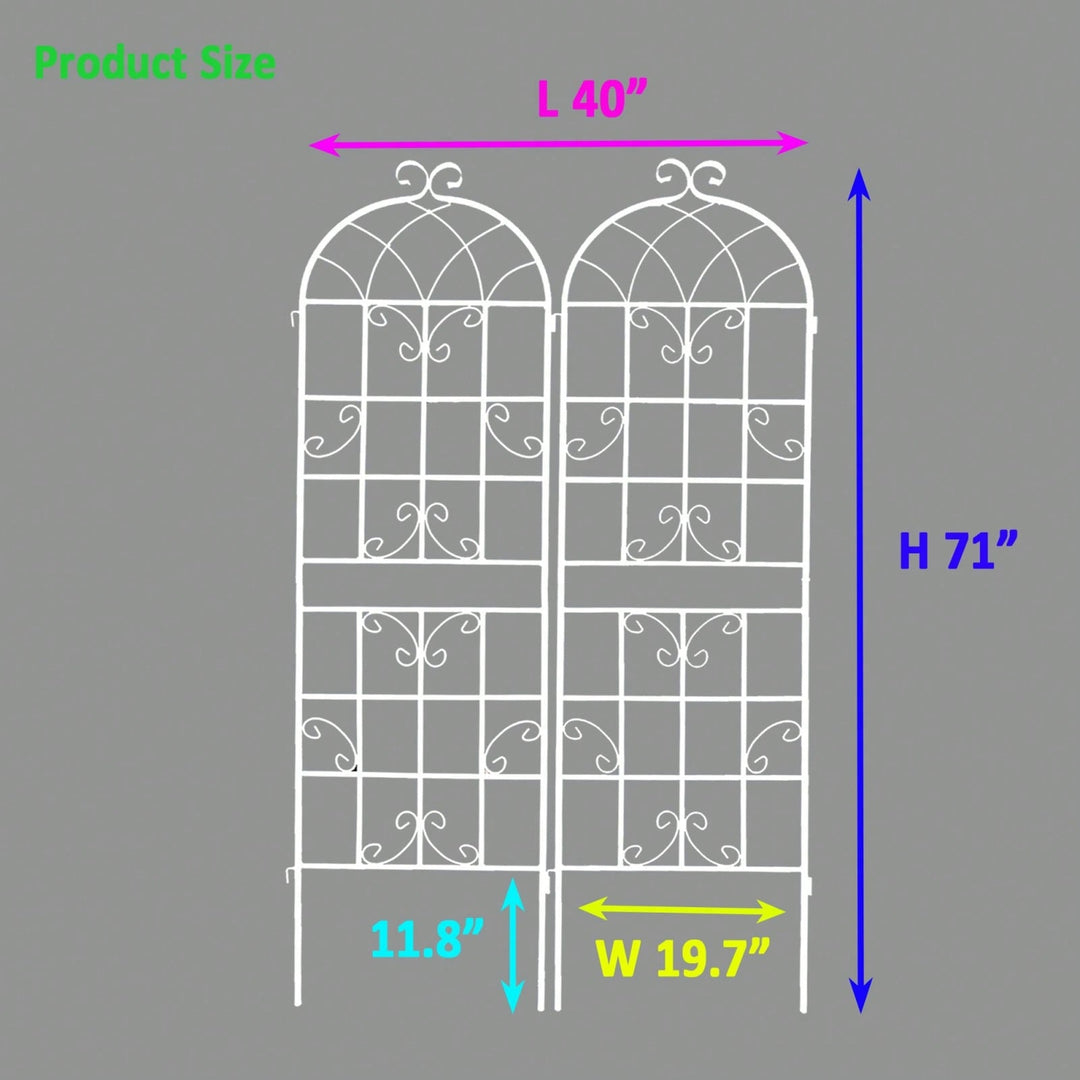 2 Pack Metal Garden Trellis 71" X 19.7" Rustproof Trellis For Climbing Plants Outdoor Flower Support (Cream White) Image 4