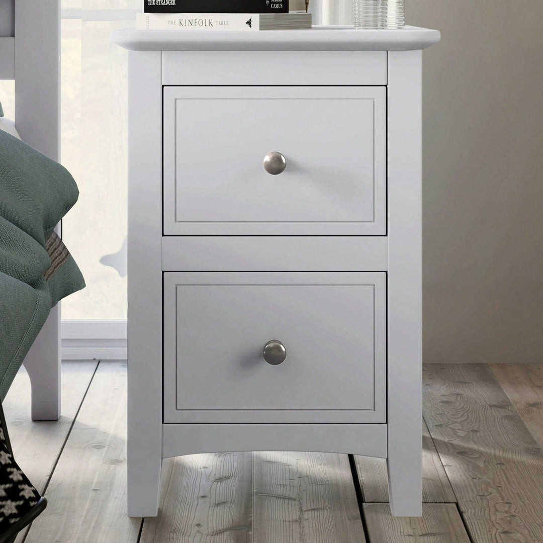 2-Drawer Solid Wood Nightstand End Table In White Image 5