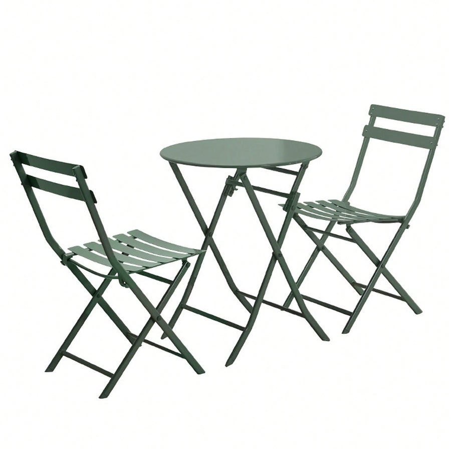 3 Piece Patio Bistro Set Of Foldable Round Table And Chairs Image 1