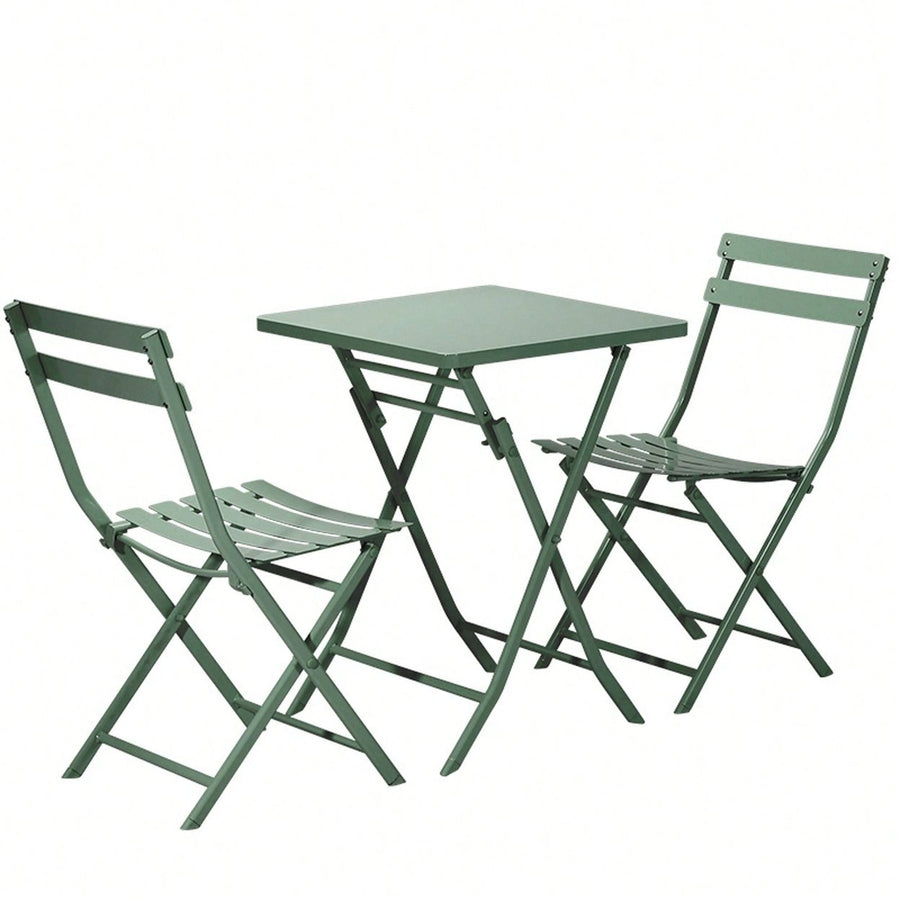 3 Piece Patio Bistro Set Of Foldable Square Table And Chairs Image 1