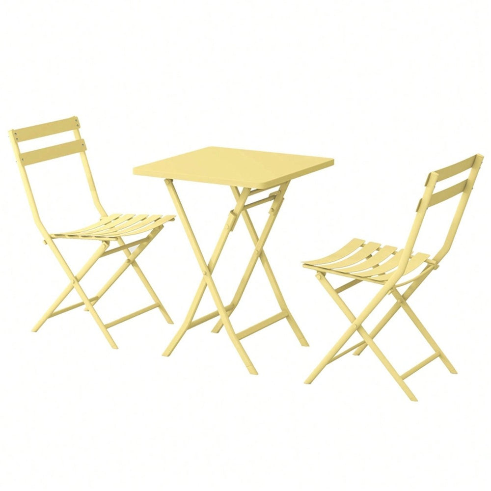 3 Piece Patio Bistro Set Of Foldable Square Table And Chairs Image 2