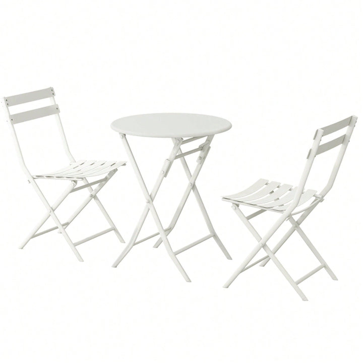 3 Piece Patio Bistro Set Of Foldable Round Table And Chairs Image 1