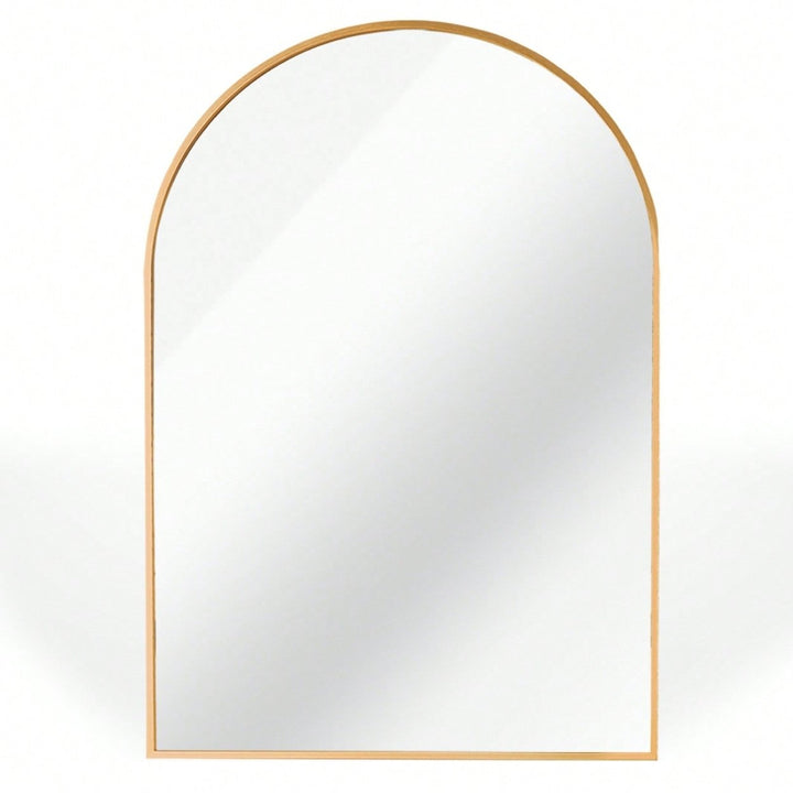 20x30 Inch Large Round Metal Arch Bathroom Mirror with Brushed Aluminum Frame Shatterproof Glass Easy Install Guide Image 3