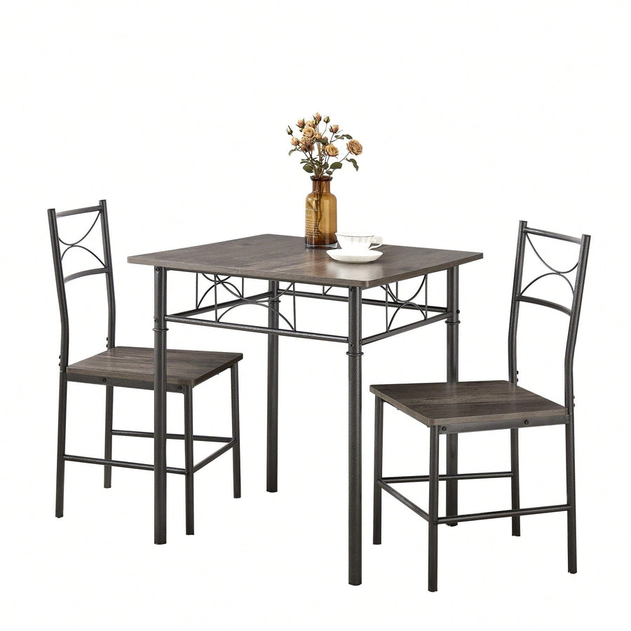 3-Piece Grey Kitchen Dining Set with Sturdy Chairs Comfortable Versatile Design Easy to Clean Ideal for Home or Office Image 1