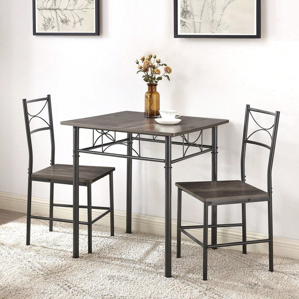 3-Piece Grey Kitchen Dining Set with Sturdy Chairs Comfortable Versatile Design Easy to Clean Ideal for Home or Office Image 2