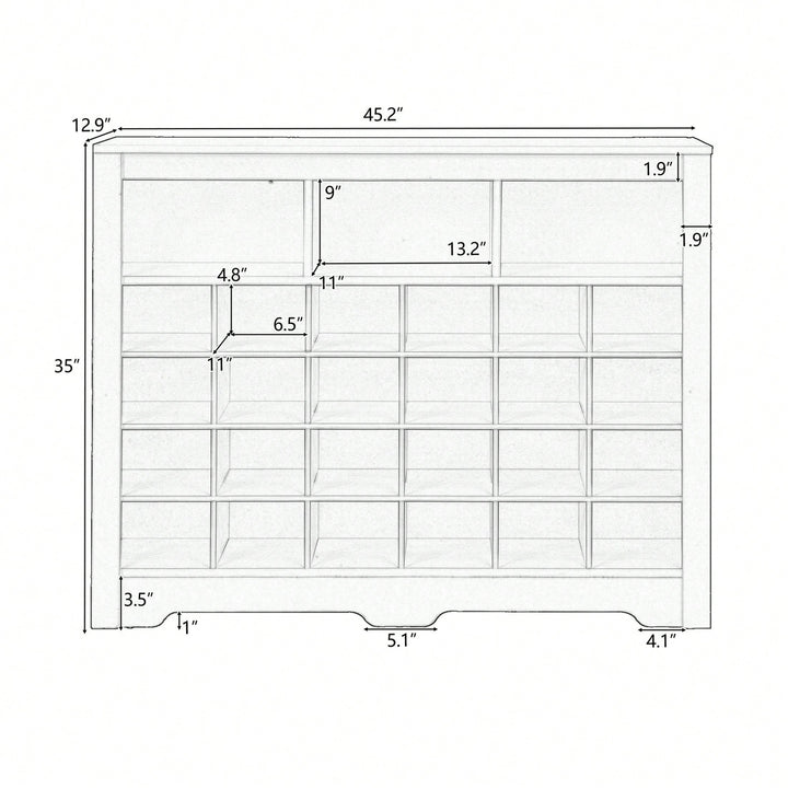 24 Shoe Cubby Console, Modern Shoe Cabinet With Curved Base, Versatile Sideboard For Hallway, Bedroom, Living Room Image 9