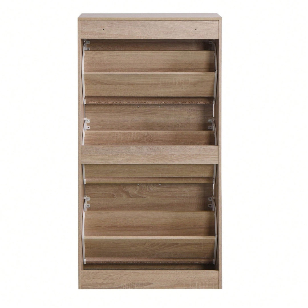 3-Tier Wood Shoe Rack Storage Organizer For Entryway Image 3