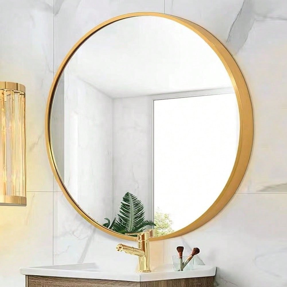 28" Wall Circle Mirror For Bathroom, Black Round Mirror For Wall, 20 Inch Hanging Round Mirror For Living Room, Vanity, Image 7