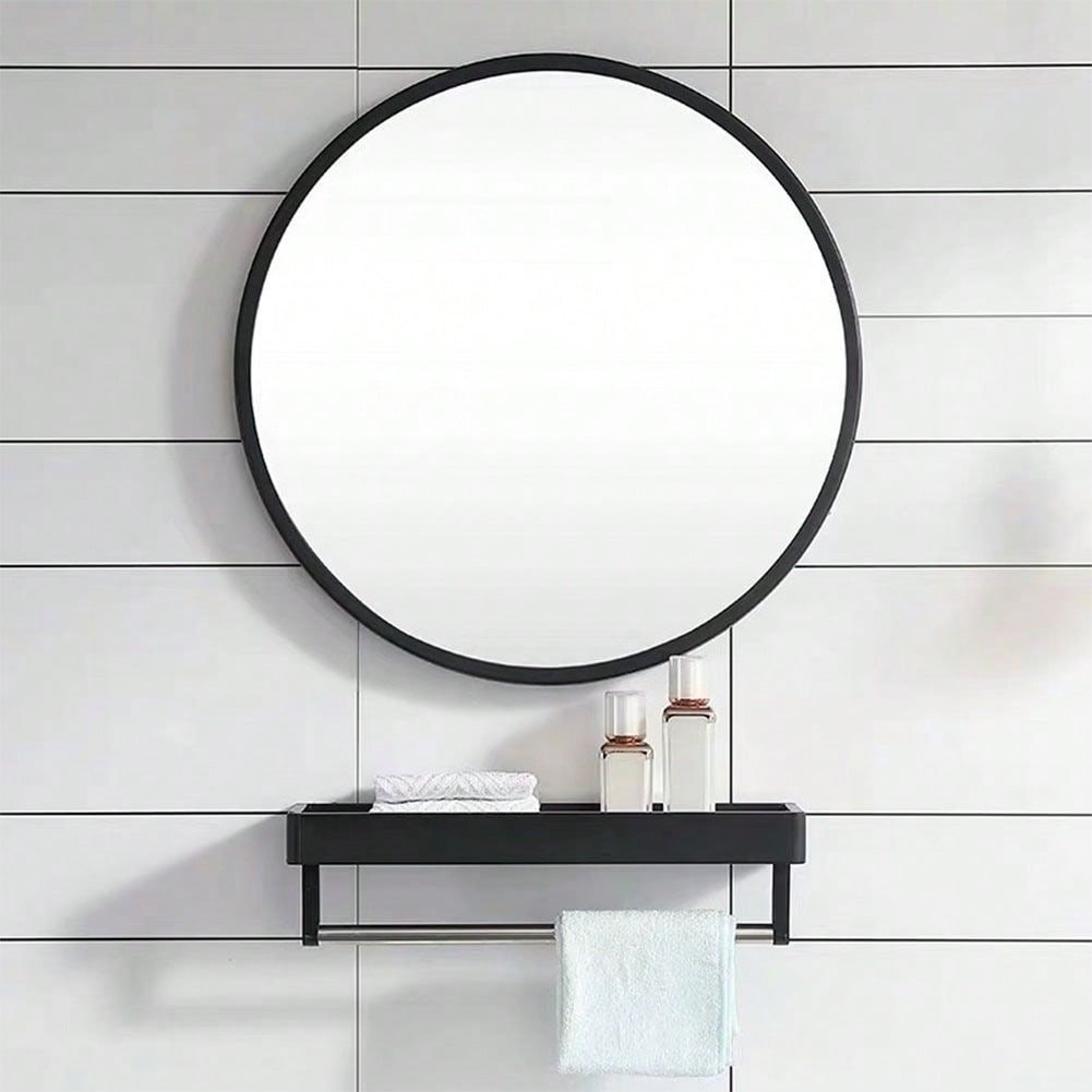 28" Wall Circle Mirror For Bathroom, Black Round Mirror For Wall, 20 Inch Hanging Round Mirror For Living Room, Vanity, Image 11