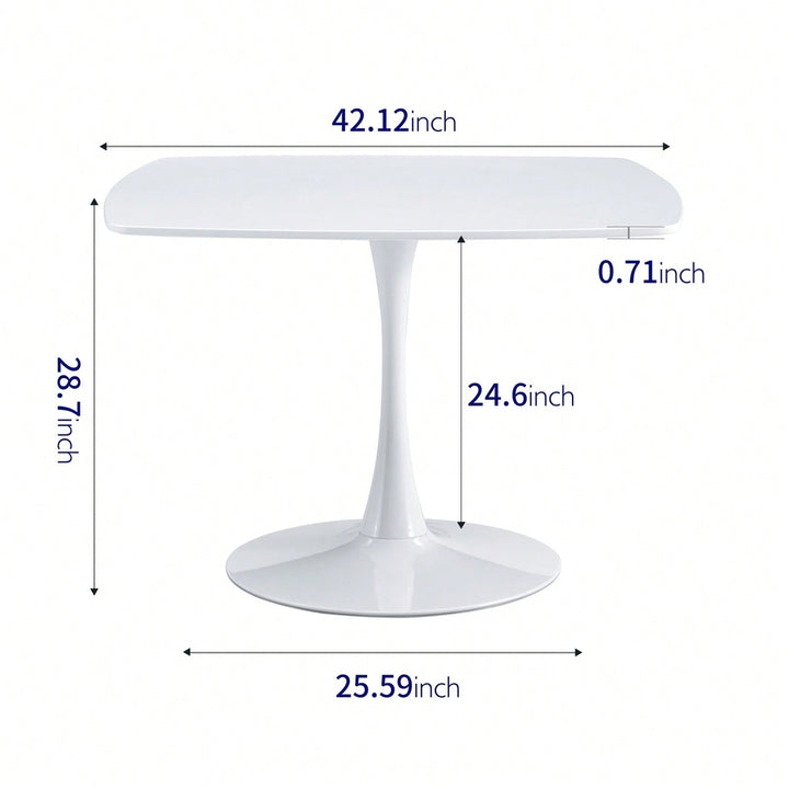 42.1" Round Mid-Century Modern Dining Table, Pedestal Table For 4-6 People, MDF Top, Sturdy Metal Legs, Easy Assembly Image 6