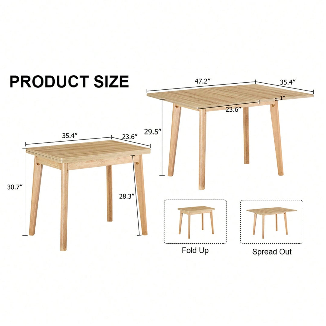 47.2 Inch Foldable Table with Rubber Wood Legs for Dining and Office Use Space-Saving Multifunctional Desk for Home and Image 6