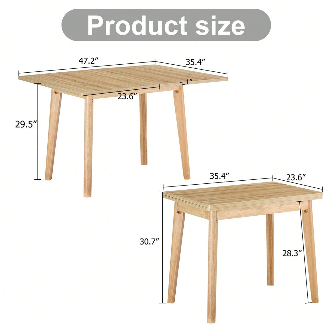 47.2 Inch Foldable Table with Rubber Wood Legs for Dining and Office Use Space-Saving Multifunctional Desk for Home and Image 8