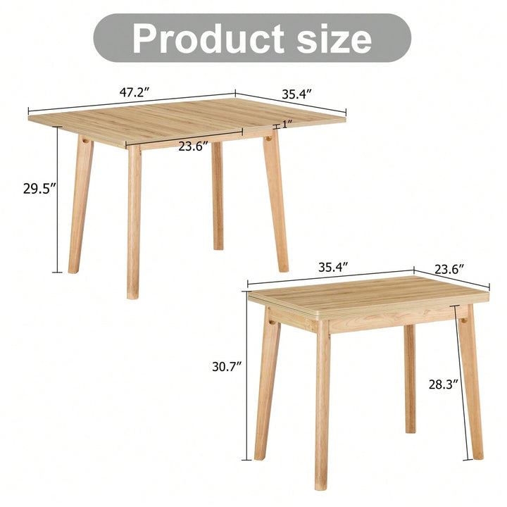 47.2 Inch Foldable Table with Rubber Wood Legs for Dining and Office Use Space-Saving Multifunctional Desk for Home and Image 8